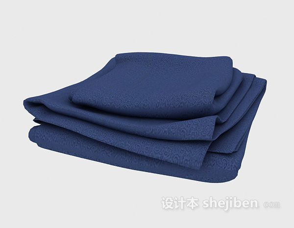 免费蓝色毛巾3d模型下载