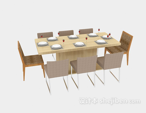 现代风格现代简洁家居餐桌3d模型下载