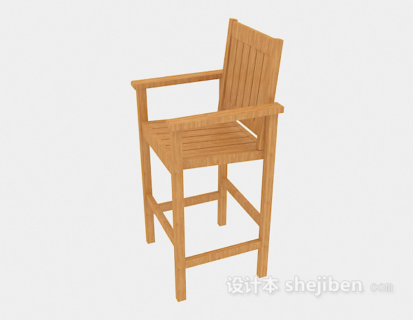 实木吧台椅3d模型下载