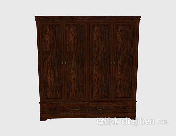 中式风格中式漆木衣柜3d模型下载