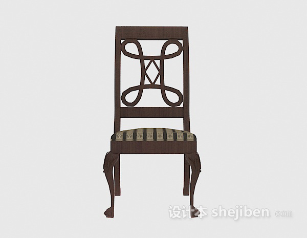 中式风格中式高靠背餐椅3d模型下载