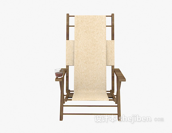 欧式风格田园实木靠背休闲椅3d模型下载