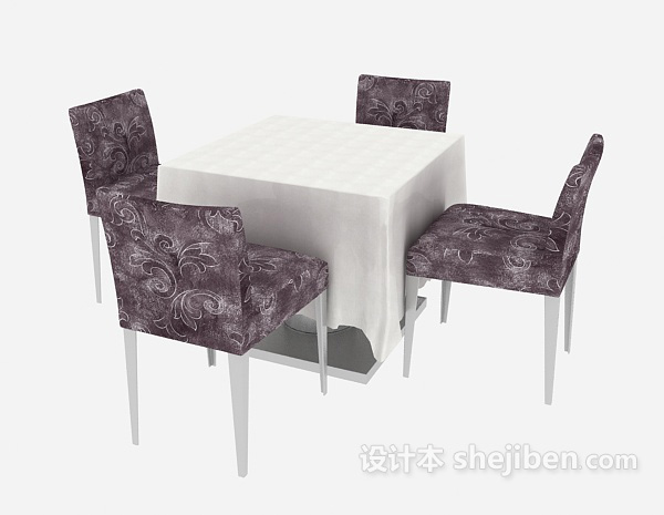 东南亚风格四人简约桌椅3d模型下载
