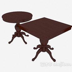 精致欧式边桌、茶几3d模型下载