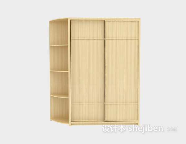 现代风格两门带隔板的衣柜3d模型下载