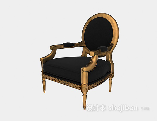 欧式实木梳妆椅3d模型下载