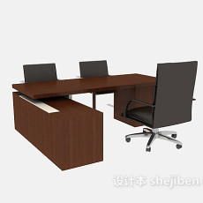 现代风格实木办公桌3d模型下载