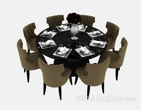 免费酒店聚餐餐桌3d模型下载