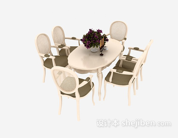 家庭白色木质餐桌
