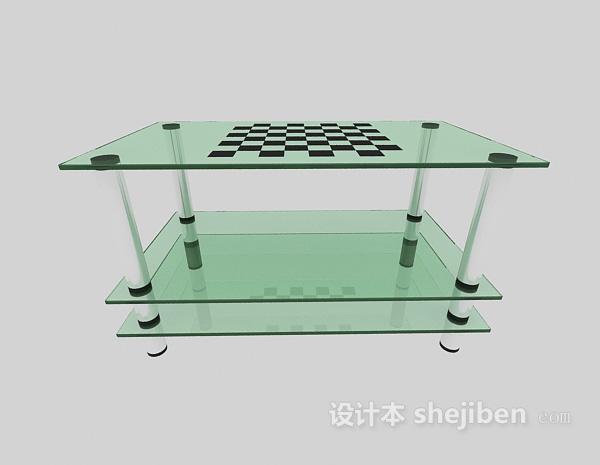 现代风格绿色玻璃茶几3d模型下载