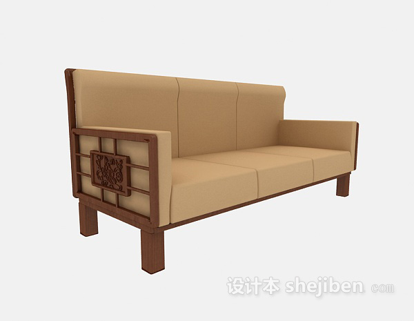 中式三人沙发3d模型下载