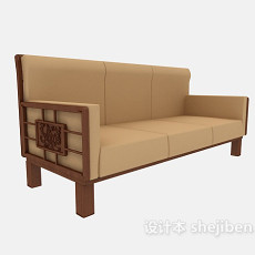 中式三人沙发3d模型下载