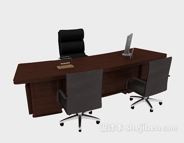 现代风格简约红木办公桌3d模型下载