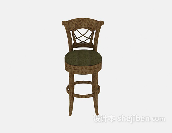 欧式风格欧式实木吧台椅3d模型下载