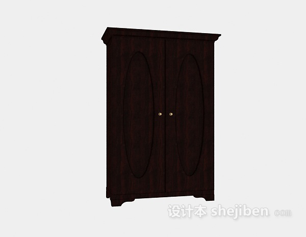 免费古典中式两门衣柜3d模型下载