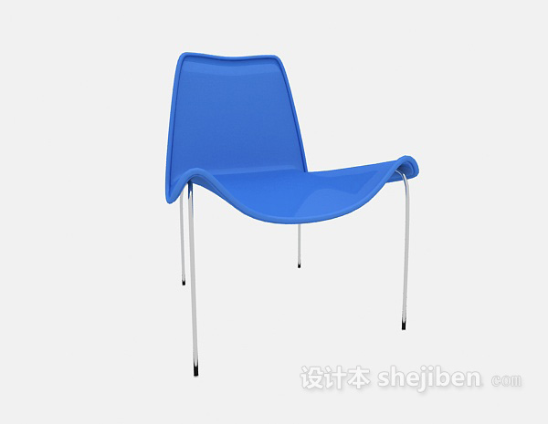 免费蓝色家居椅3d模型下载