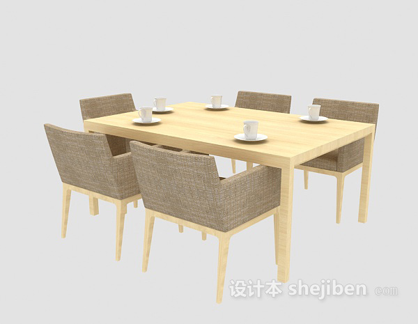 免费餐桌桌椅组合3d模型下载