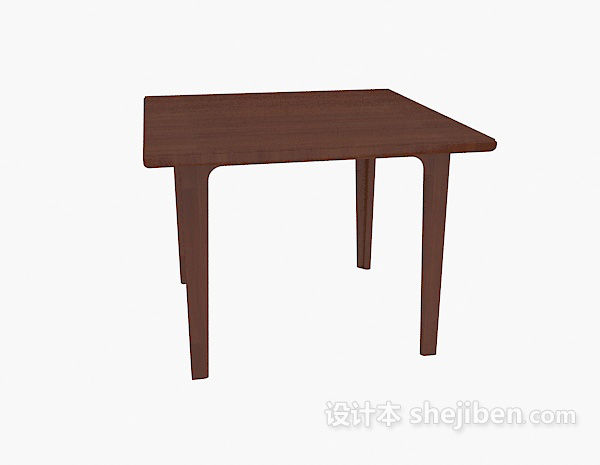 现代风格方形实木餐桌3d模型下载