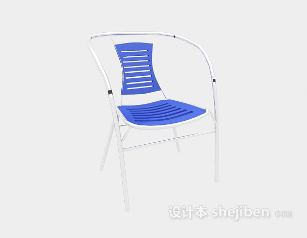 免费简约蓝色休闲椅3d模型下载