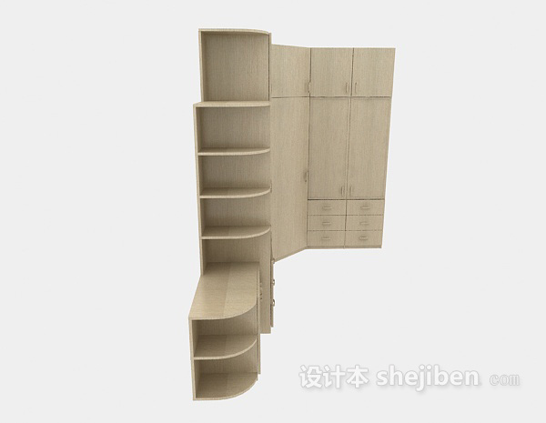 现代风格整体带鞋柜的衣柜3d模型下载