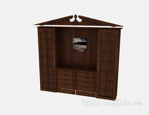 免费带电视柜的衣柜3d模型下载