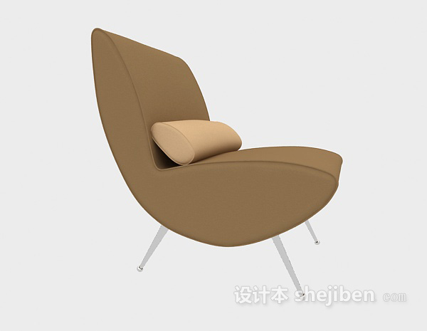 现代风格休闲棕色单人沙发3d模型下载