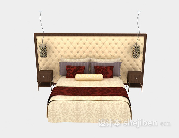 中式风格中式家居双人床3d模型下载