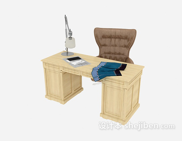 免费简欧风格书桌椅子3d模型下载