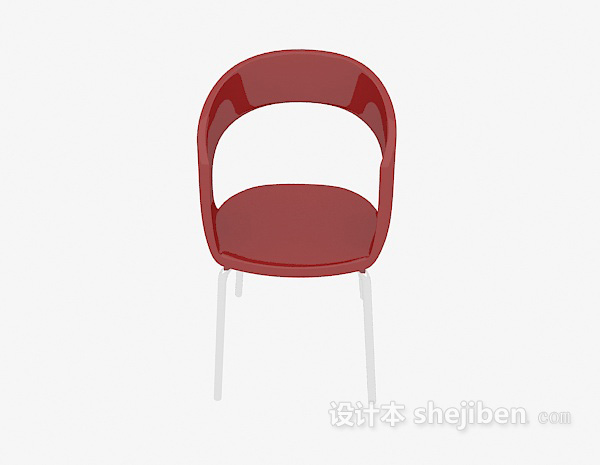 现代风格红色塑料休闲椅3d模型下载