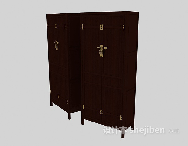 古典组合衣柜3d模型下载