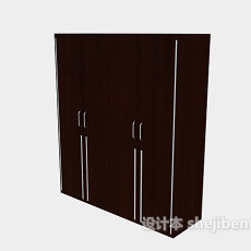现代棕色衣柜3d模型下载