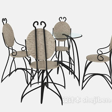 创意个性桌椅组合3d模型下载