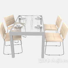 现代精致简约餐桌3d模型下载