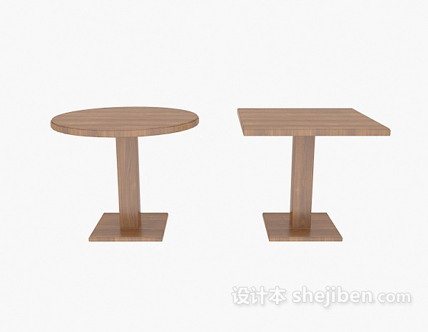 现代风格实木边桌、茶几3d模型下载