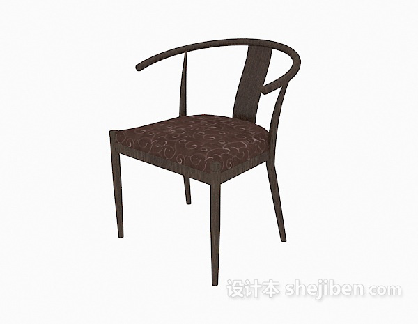 中式木质餐椅3d模型下载