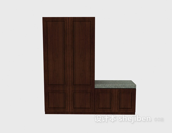 中式风格两门衣柜、鞋柜3d模型下载