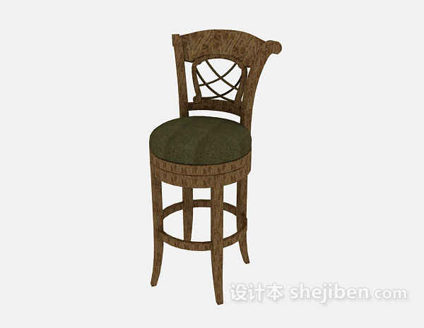免费欧式实木吧台椅3d模型下载