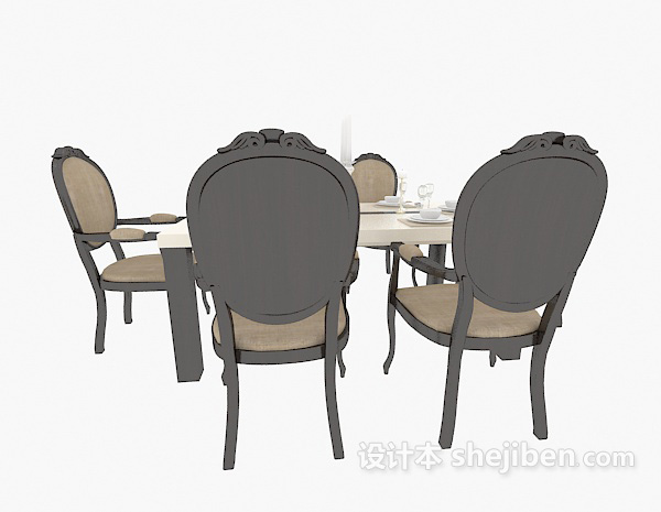 地中海风格家居餐桌椅3d模型下载