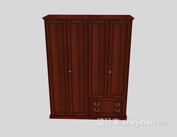 中式风格中式古典两门衣柜3d模型下载