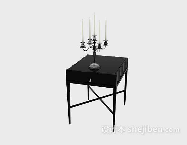 免费黑色客厅边桌3d模型下载
