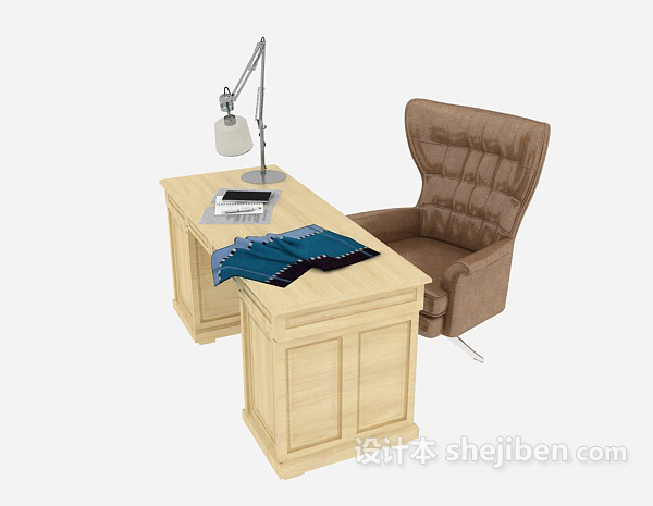 简欧风格书桌椅子3d模型下载