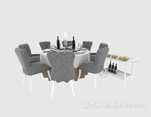 免费清新餐桌餐椅3d模型下载