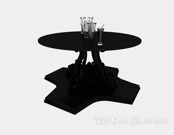 黑色欧式边桌3d模型下载