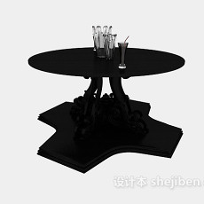 黑色欧式边桌3d模型下载