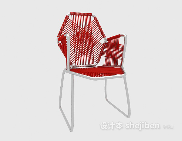 免费红色编织休闲椅3d模型下载
