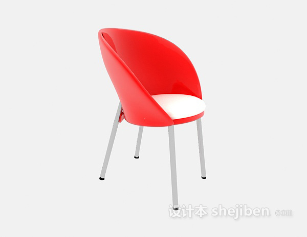 红色休闲靠椅3d模型下载