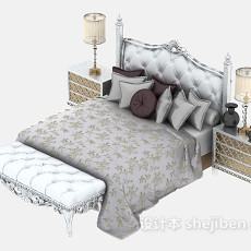 欧式双人床、沙发组合3d模型下载
