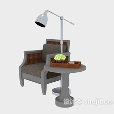 单人沙发、边桌3d模型下载