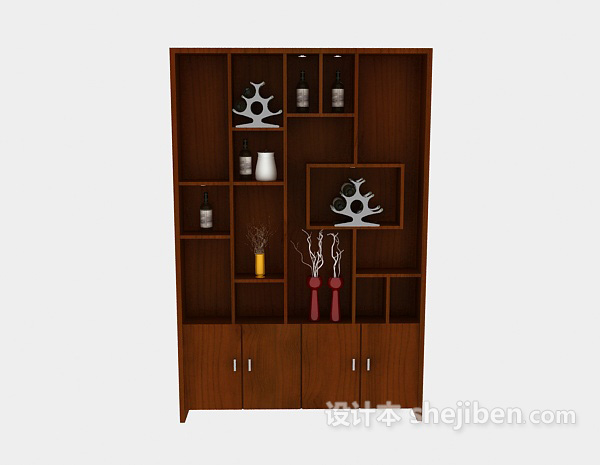 现代风格现代实木展示柜3d模型下载