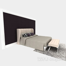 现代风格家庭双人床3d模型下载